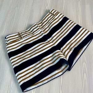 Loft The Riviera size 2 Striped Black Tan Brown White Shorts Preppy Feminine